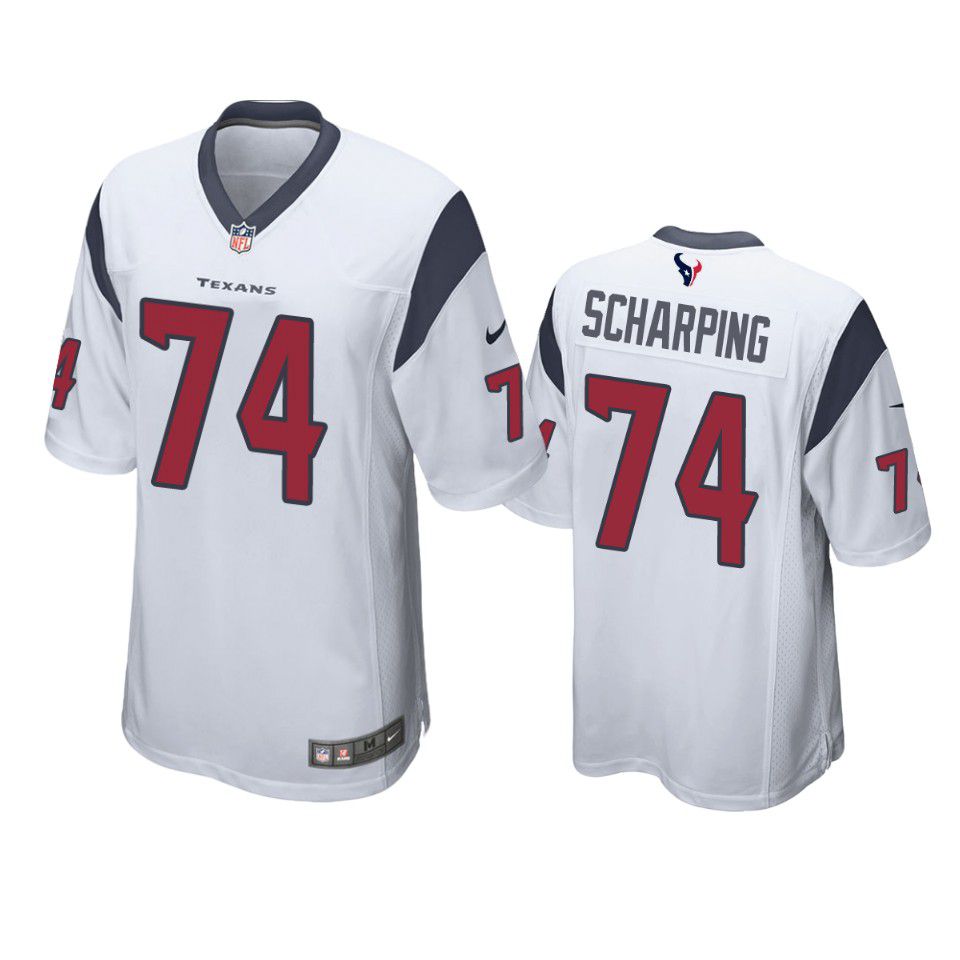 Men Houston Texans 74 Max Scharping Nike White Game NFL Jersey